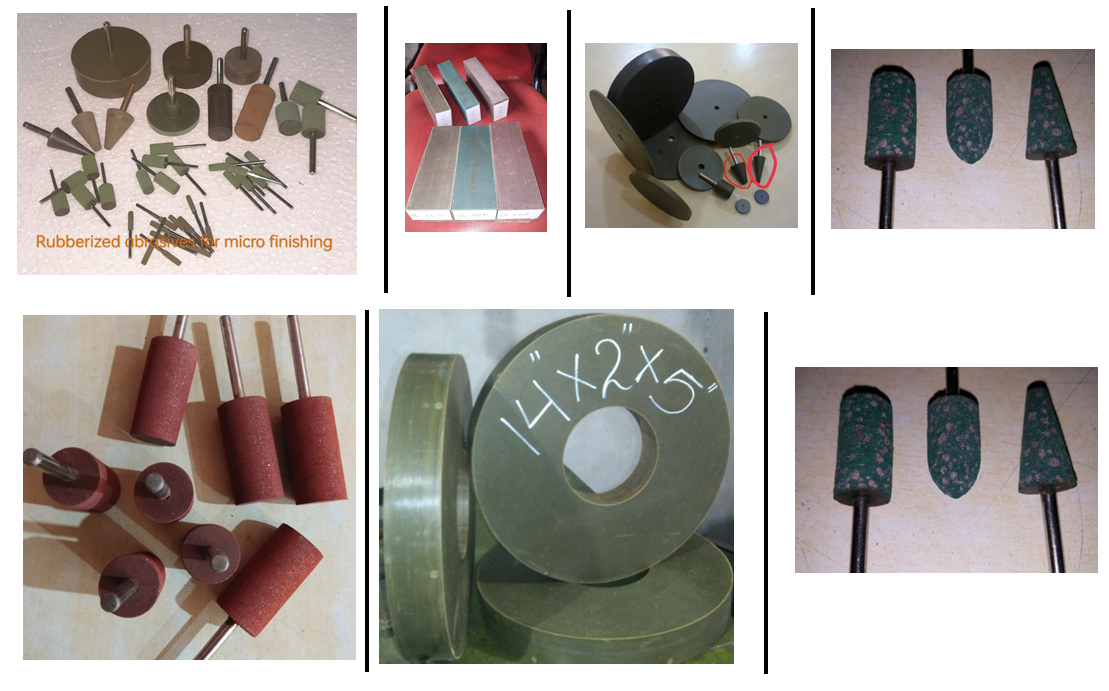RUBBERISED ABRASIVES MOPS AND WHEELS AND RUBBING STICKS